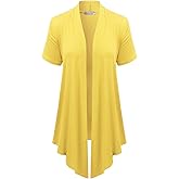 EIMIN Women's Basic Solid Short Sleeve Open Drape Front Jersey Cardigan (S-3XL)