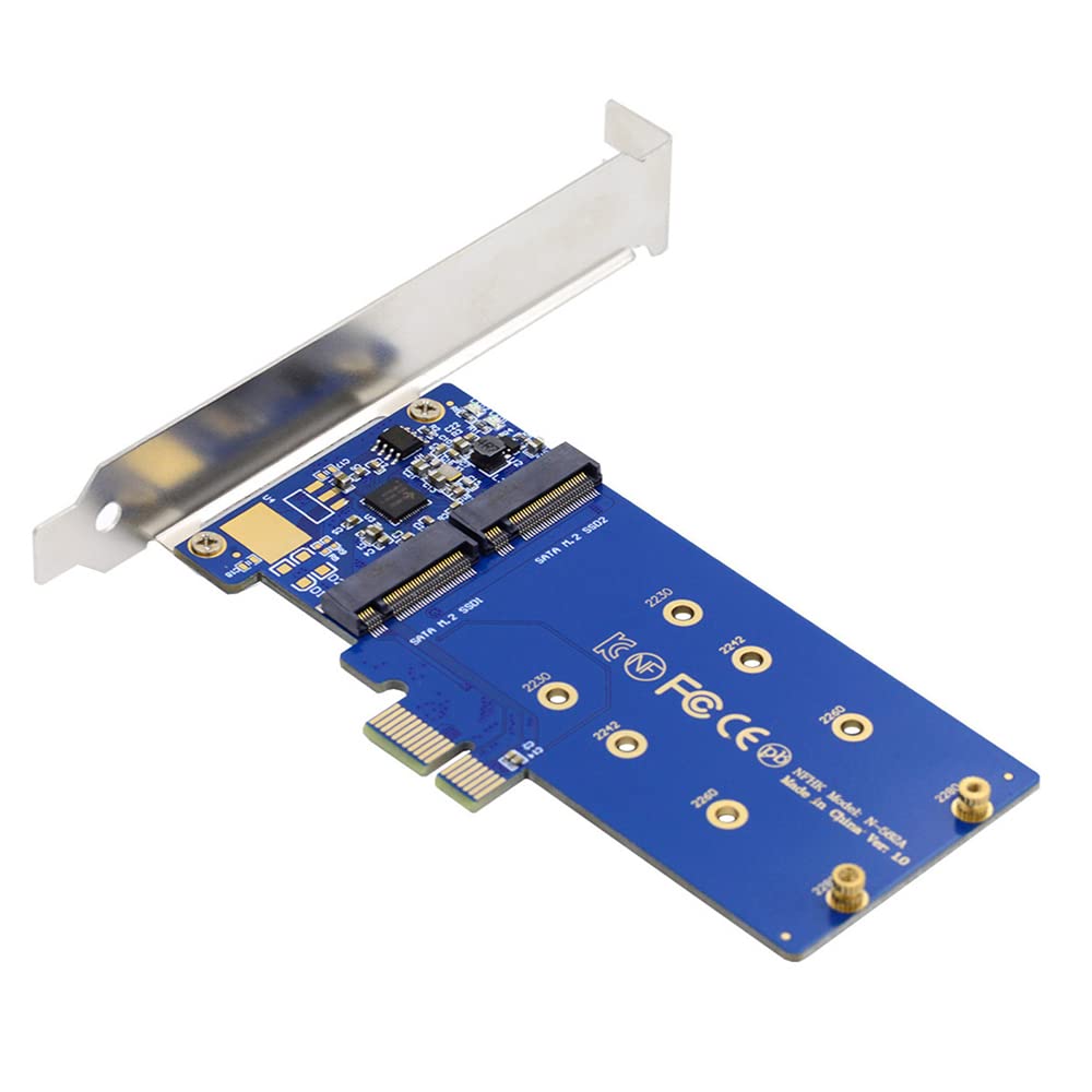 Cablecc NGFF Key B+M Dual SATA SSD to PCI-E 1x Motherboard Desktop Adapter Converter SSD Card JMB582 2280