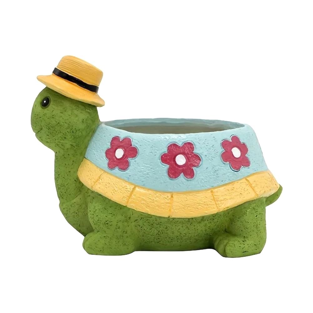 Fowecry Cute Turtle Flower Pot Planter Pot for Indoor and Outdoor Plant Pots, Plants Desk Display Resin Pots Flower Easy Install Easy to Use