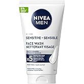 NIVEA MEN Sensitive Skin Face Wash, Soap-Free Gentle Face Cleanser with Chamomile and Vitamin E, Men's Face Wash for Sensitiv