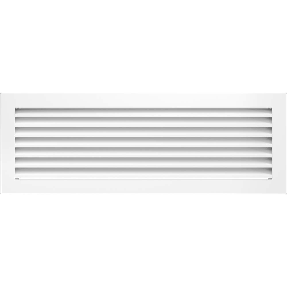KRATKI Fresh Ventilation Grille, 17 x 49 cm, White, Warm Air Grille with Steel Slats, Exhaust Air Grille for Fireplace Ventilation, For Any Type of Interior
