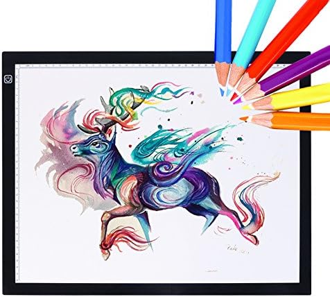 A4 Tracing Light Box LED Light Pad Drawing Board Ultra-thin Adjustable Brightness Artcraft Tracing Animation USB Power Input and Light Weight Super Bright for Artists, Sketching, Animation