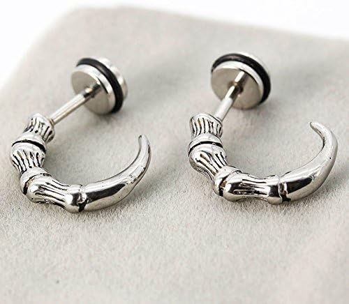 wassana Gothic Punk Men Women Stainless Steel Aiptasia Claw Finger Bone Stud Earring HOT