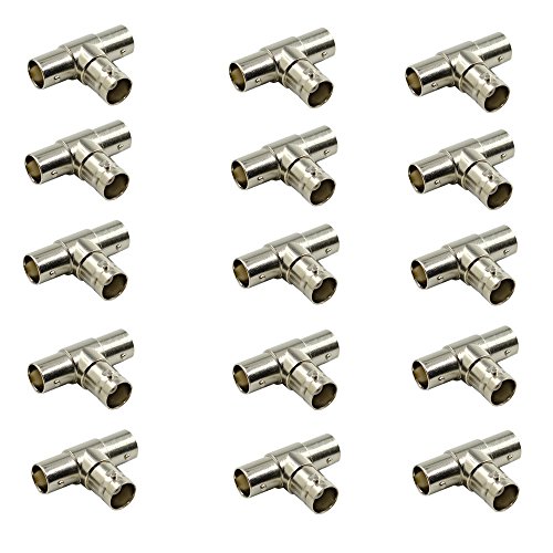 OdiySurveil (TM) 15PCS T-shape BNC 3 Way Female to Female Adapter RF Coaxial Connectors