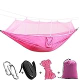 Camping Hammock for Outdoors, Backpacking Camping Gear – Nylon Double Hammock Portable Camping Mosquito Net Two Person Hanging Bed for Backyard, Porch,Indoor