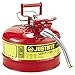 Justrite 7225120 AccuFlow 2.5 Gallon, 11.75" OD x 12" H Galvanized Steel Type II Red Safety Can With 5/8" Flexible Spout primary