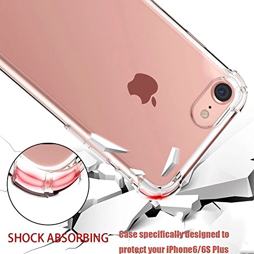 [2Pack]iPhone 6S Plus Case iPhone 6 Plus Case, CaseHQ Crystal Clear Enhanced Grip Protective Defender cover Soft TPU Shell Shock-Absorption Bumper Anti-Scratch Air Cushioned 4 Corners-clear+clear - Thumbnail 2