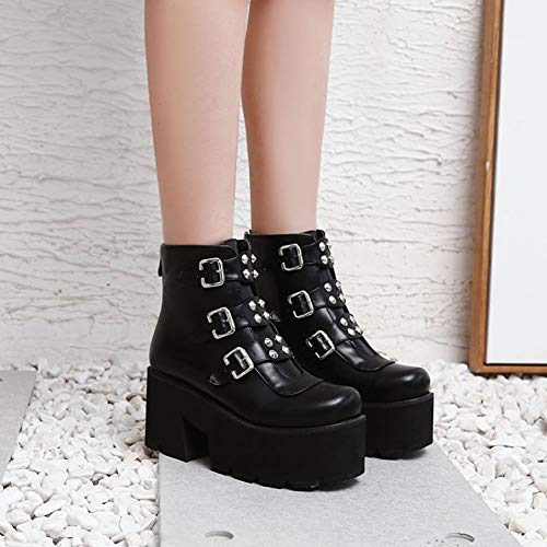 YIYA-Womens-Studded-Mid-Calf-Combat-Boots-Black-Goth-Platform-Boots-Round-Toe-Buckle-Chunky-Heel-Booties