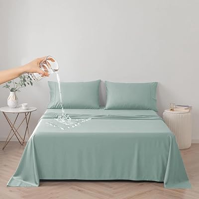 DUJUIKE Waterproof Bed Sheet Cover Queen 200x230 cm Green