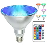 PAR38 Led Floodlight Bulb RGB Color Changing Light Bulb with Remote Control, Kuniwa Spotlight E26 20W Dimmable Light Bulb, IP65 Waterproof Light Screw