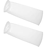 2-Pack 4 Inch Ring Filter Socks, 4"x15" Thick Mesh Felt Filter Bags (50 Micron) with Plastic Ring