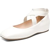 DREAM PAIRS Women's Ballet Flats, Comfortable Slip-On Square Toe Dress Shoes with Elastic Ankle Straps