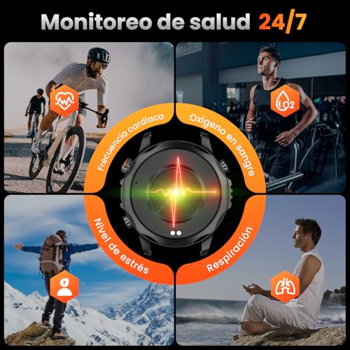 Joautrial Men's Military Smart Watch, 1.46" HD GPS Smartwatch with LED Flashlight, Compass, 100+ Sports Modes Smart Watch, Health Monitoring 24/7, Bluetooth Calls