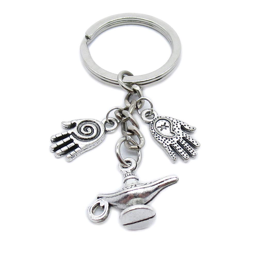 5 Pieces Keyring Keychain Wholesale Suppliers Jewelry Clasps BT4633 Lamp Magic Genie Aladdin Fatima of Hand Hamsa Hamesh