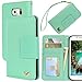 HILDA Galaxy S6 Case, Galaxy S6 Wallet Case,PU Leather Case,Credit Card Holder,Flip Cover Case[Mint Green]