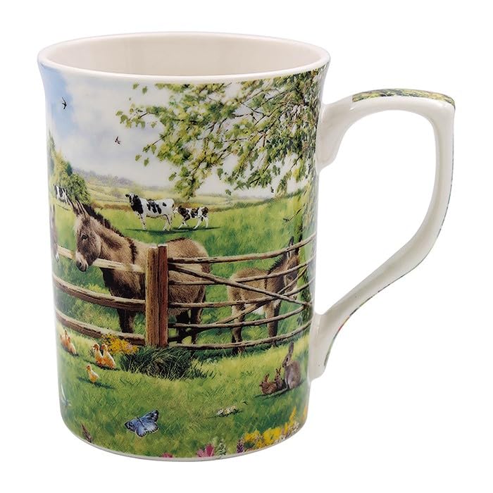 Lesser & Pavey Fine China Boxed Mug - Donkey Farm by Richard Macneil - from The Leonardo Collection