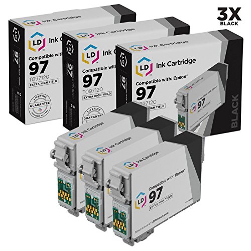 LD Remanufactured Ink Cartridge Replacement for Epson 97 T097120 Extra High Yield (Black, 3-Pack)