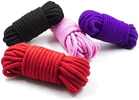 4-Pack 32 Feet 10M Soft Twisted Cotton Rope( Black,Red,pink, Purple)