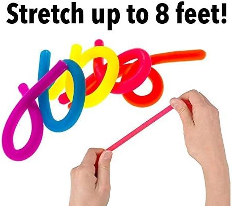 6 Pack - Monkey Noodles - Stretchy String Fidget/Sensory Tactile Toys for Adults/Children (Nontoxic and BPA/Phthalate /Latex-Free) with Stretch-Tech Material. Stretches from 11 inches to 10 feet!