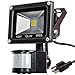GLW 10W LED Motion Sensor Flood Light IP65 Waterproof Outdoor Security Light 900 Lumens Daylight White 6000K with PIR 80W Halogen Bulb Equivalent for Garden Garage Patio etc[with US 3-Plug]