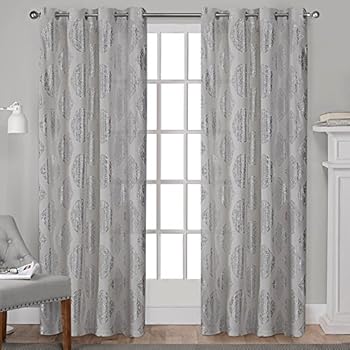 Exclusive Home Curtains Augustus Metallic Grommet Top Panel Pair, 54x96, Silver, 2 Piece