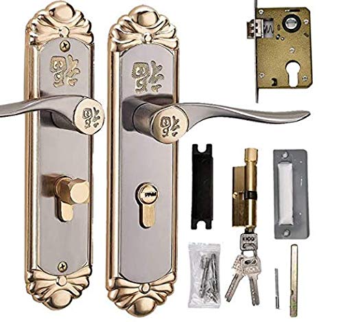Door Handle Sets, Door Handle Lever, European Durable Indoor Handle, Interior Door Lock Cylinder with Keys, for Wooden Doors or Bedroom Doors