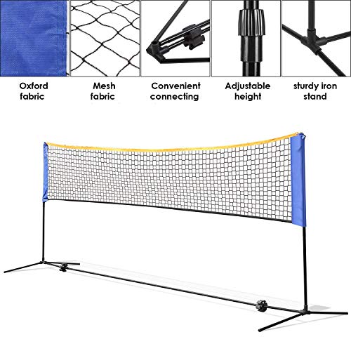 femor Portable Badminton Tennis Net - 13 ft Net for Soccer Tennis, Kids Volleyball, Beach Ball - Sports Net with Poles & Carrying Bag for Indoor, Outdoor, Beach, Backyard