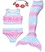 3PCS Mermaid Tail for Girls Swimsuit Swimming Tropical Bikini Christams Pool Party Swimsuit