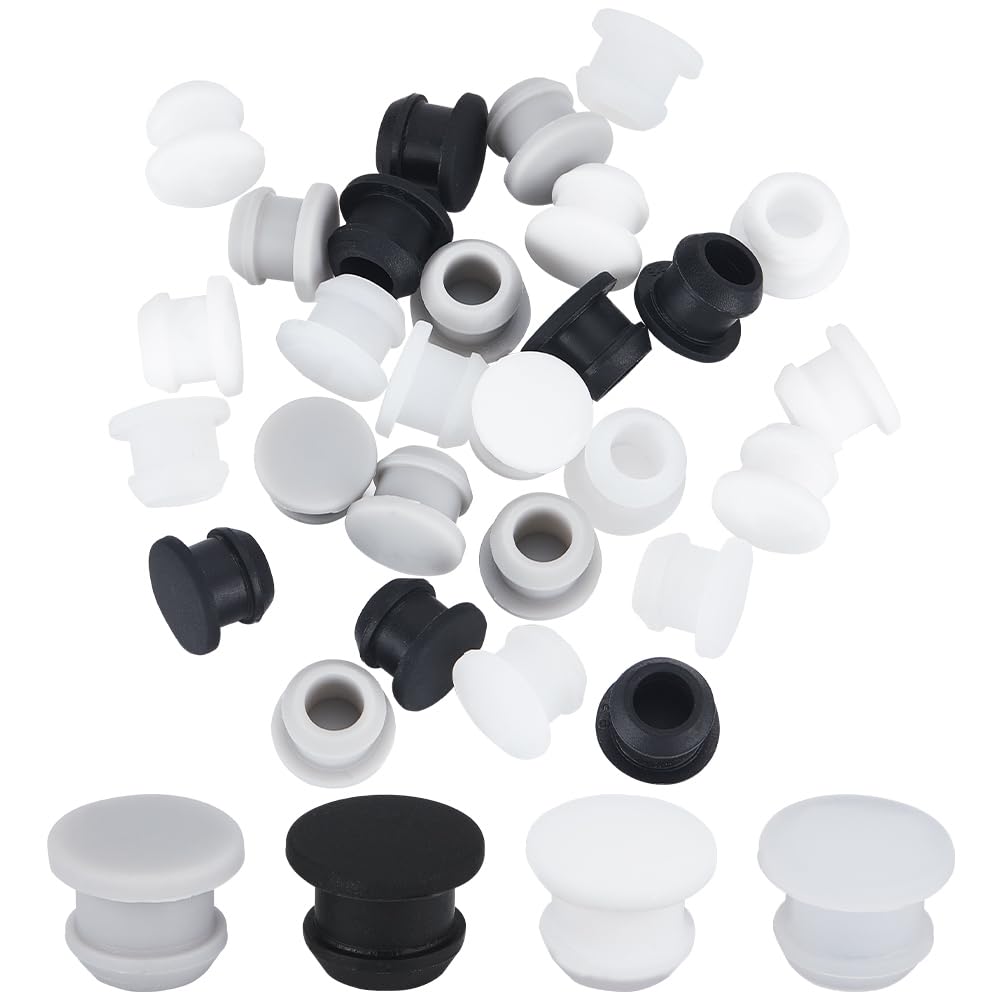 GORGECRAFT 32PCS 4 Colors Silicone Stoppers for Salt and Pepper Shakers 9mm Salt Plug Stopper Replacement Bottle Caps Reusable Round End Cap Corks for Bottles Pipes Pots Home Kitchen Storage
