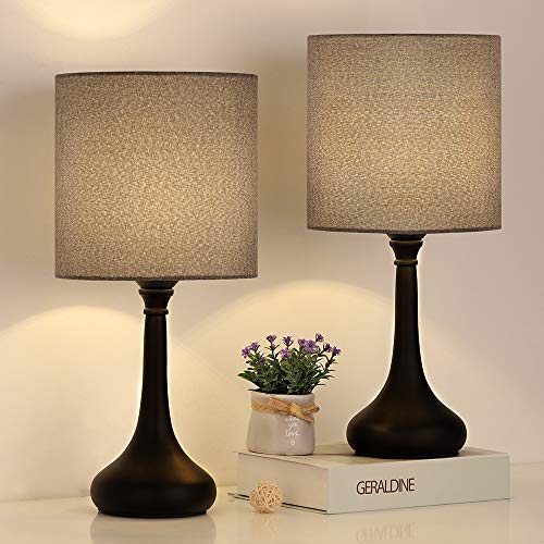 Modern Table Lamp Set of 2 with Black HornShaped Base