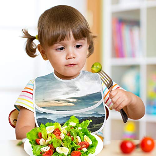 LORVIES Lanscape Baby Feeding Bib Waterproof Saliva Apron with Crumb Catcher Reflux Drool Teething for Baby Toddler Kids Infant