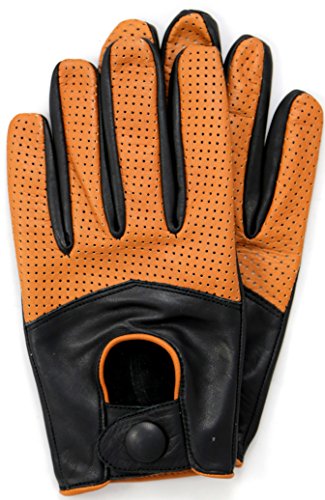 Riparo Motorsports Men's Leather Driving Gloves (Small, Black/Cognac)