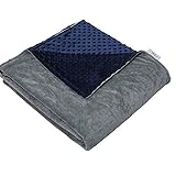 ZonLi Minky Dot Duvet Cover for Weighted Blanket, 48''x72'' Grey/Navy Removable Duvet Cover