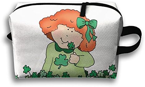 Cartoon Clover Girl Storage Cosmetic Case Travelling Makeup Bags For Women