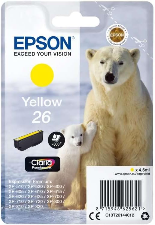 Epson 26 Polar Bear Yellow Claria Premium Ink Cartridge Genuine T2614