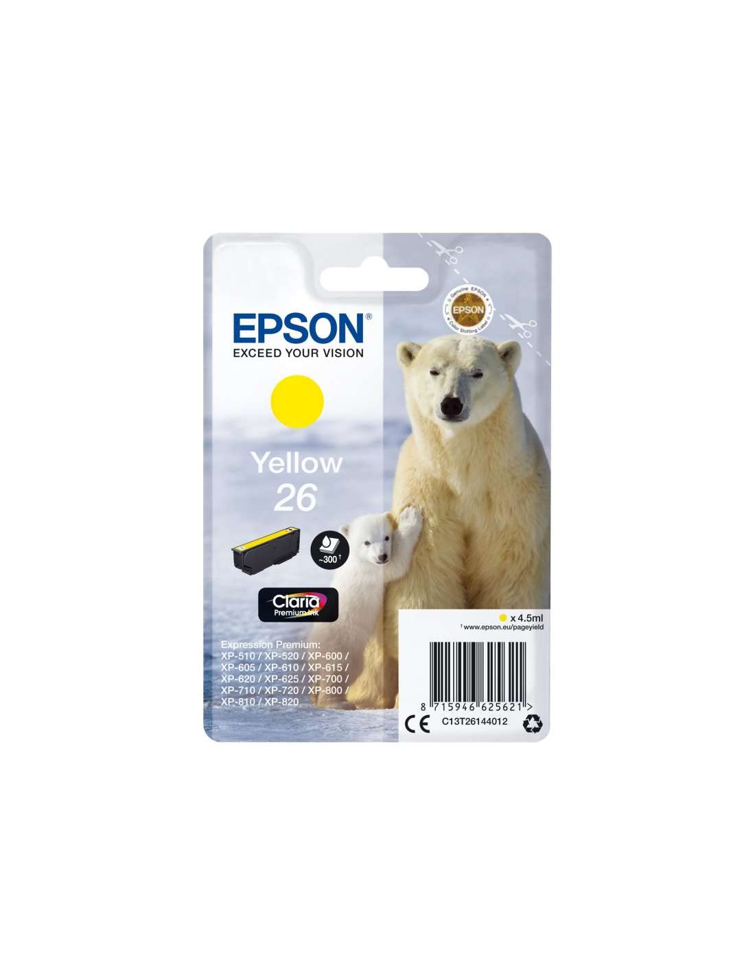 Epson 26 Polar Bear Yellow Genuine, Claria Premium Ink Cartridge