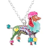 BONSNY Love Heart Enamel Zinc Alloy Metal Poodle Puppy Dog Necklace Pendant PETS Women Jewelry (Multicolor)