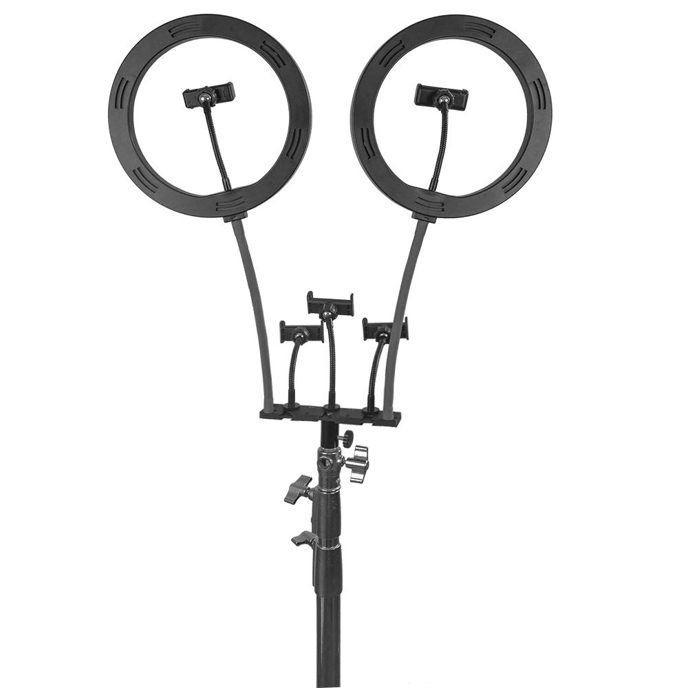 Yidoblo TAS-10 10" 20W LED Double Ring Light Selfie Ring Light with USB Charging Port & Cell Phone Bracket for Live Stream/Makeup,Ringlight for YouTube Video/Photography/Tiktok