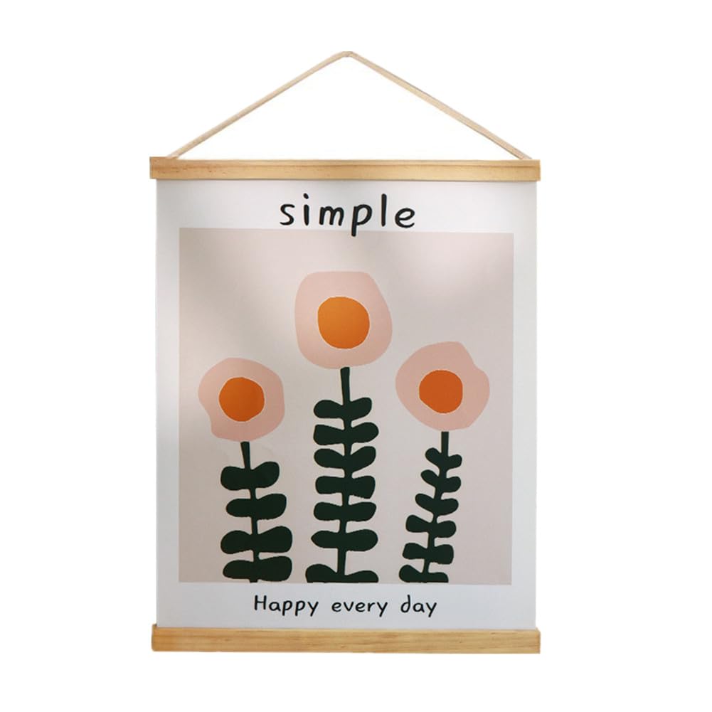 Nikou Magnetic Hanger Frame A4 Poster Hanger Modern Magnetic Wooden Photo Frame DIY Poster Scroll Prints Artwork Hanger White Wood 21cm