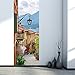 Fymural Door Wallpaper Murals Wall Stickers - Old Town for Home Decoration Self-Adhesive Vinyl Removable Retro Art 3D Door Decals 30.3x78.7