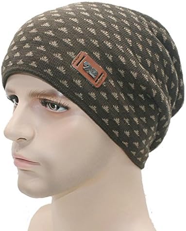 ALLMILL Men's Soft Roll Thick Knit Skull Cap Warm Winter Slouchy Beanies Hat (Coffee)