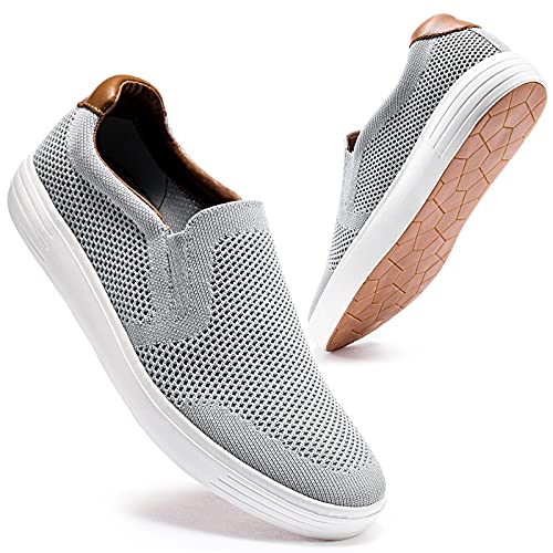 konhill Men's Slip on Sneaker Knit Walking Loafers Memory Foam