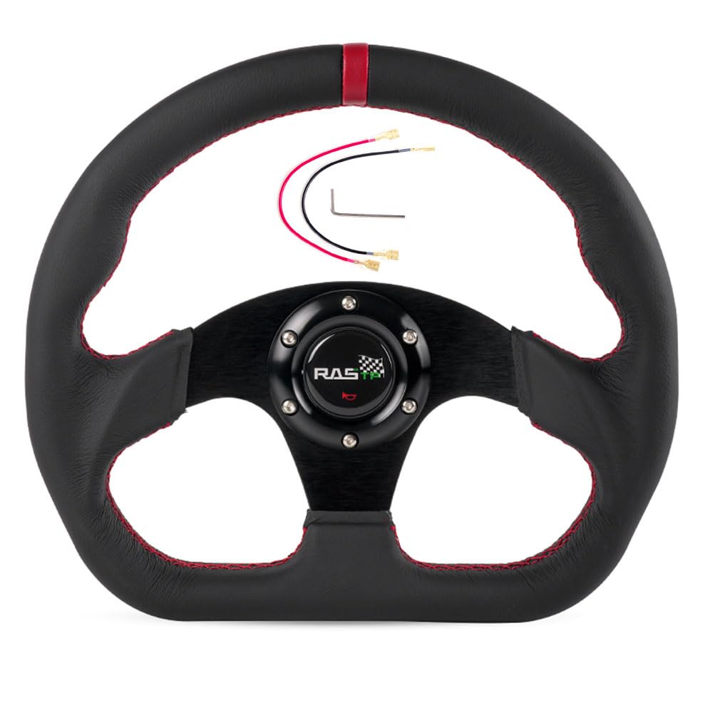 Photo 1 of RASTP Racing Steering Wheel,12.6”/320mm Genuine Leather 6 Bolts Steering Wheel with Horn Button,Style C