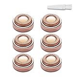 Facial Hair Remover Replacement Heads, Hair Removal Replacing Blades for Upper Lip Chin Cheeks Sideburns, Electronic Shaver Head Cutter Replacement with 18K Gold-Plated Blade Cover 6 PCS