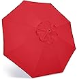 ABCCANOPY 9ft Outdoor Umbrella Replacement Top Suit 8 Ribs (Red)
