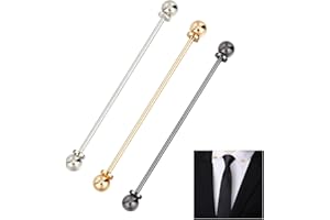 CRAFTYMELODY 3Pcs 3 Colors Collar Pins for Men Classic Brass Ball Head Lapel Pins Gold Silver Platinum Shirt Collar Bar Pin C