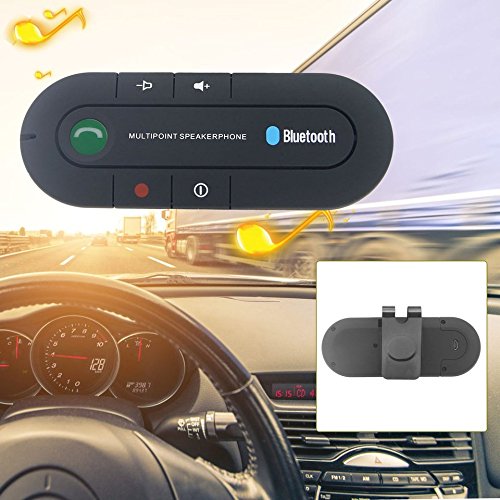 Baynne Wireless Bluetooth 4.1 Hands-Free Car Charger Sun Visor Speakerphone Car Kit(Color:Black)
