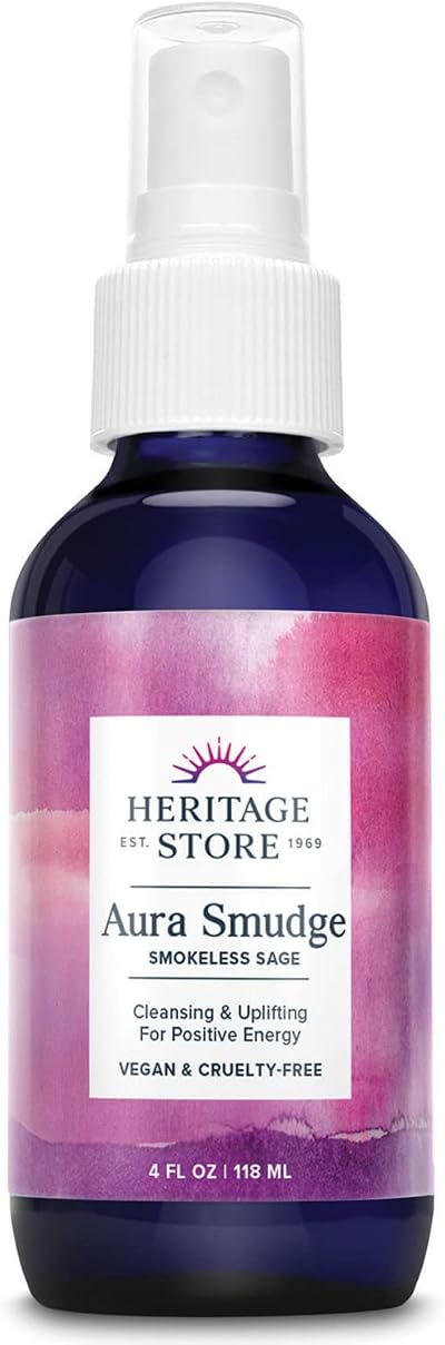 HERITAGE STORE Aura Smudge Juniper Sage Spray 4oz - Cleansing Positive Energy
