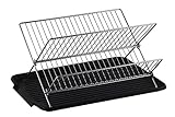 Deluxe Chrome-plated Steel Foldable X Shape 2-tier Shelf Small Dish Drainers with Drainboard (ChromeII) (Kitchen)