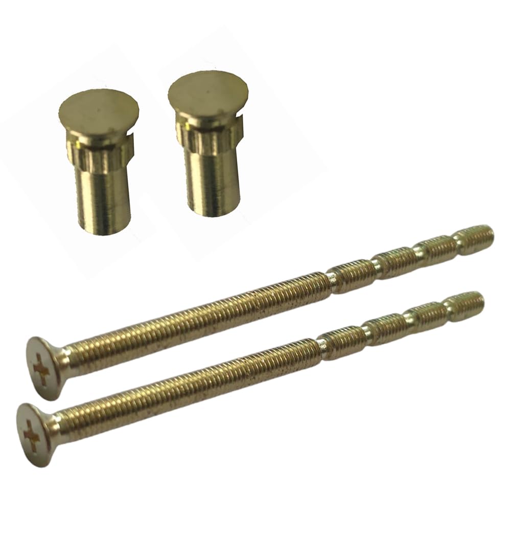 M5 x 90mm Brass Door Handle Pozi Screws with Brass Security Bolt Carriage Sleeve Male to Female Connecting Screws for Door Handle, Knobs Es-cutcheons and Others (Pack of 2)